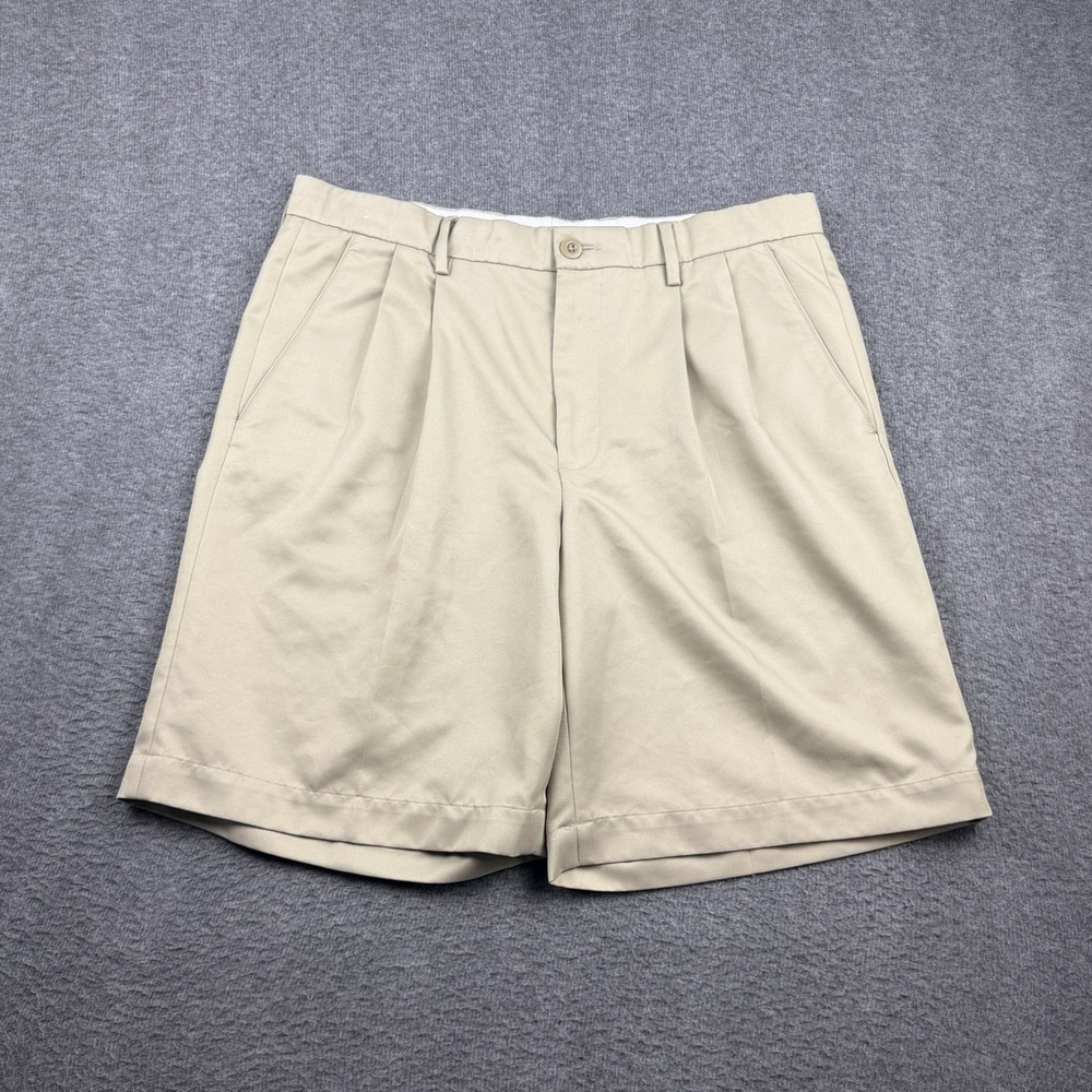 Merona Men's Size 36 Pleated 9" Inseam Chino Shorts Tan Khaki